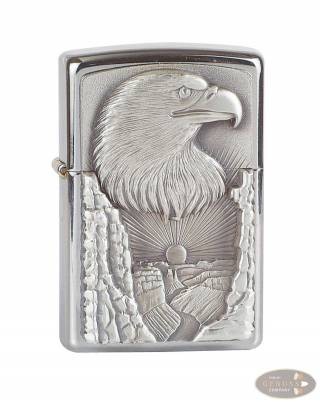 Zippo chrom gebürstet Trick Emblem Eagle Grand Canon