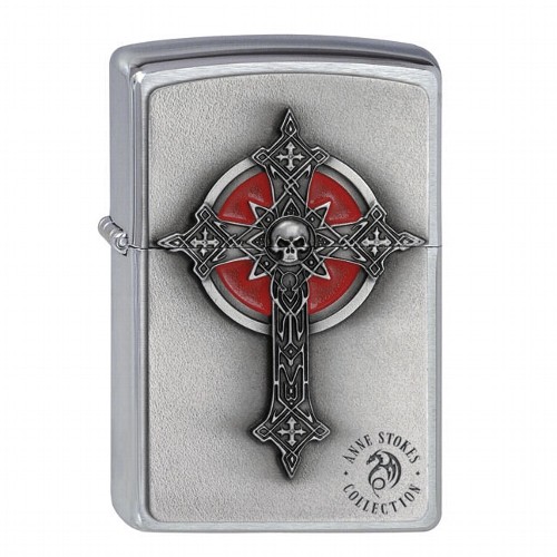 Zippo chrom gebürstet Anne Stokes Gothic Cross