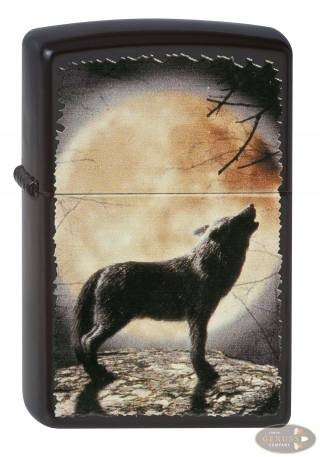 Zippo schwarz matt Wolf Howling to the Moon