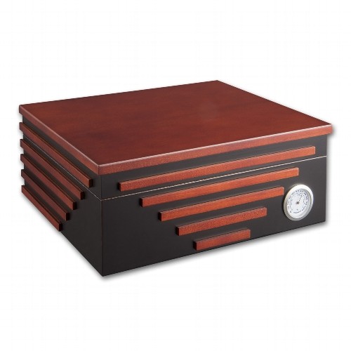 Humidor schwarz/cherry mit Zierleisten